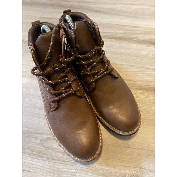 Steve Madden, Bmasonn, men’s kids brown laced, side zip up ankle boots size 4 - Picture 1 of 9